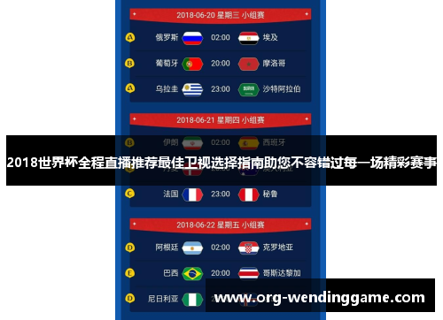 2018世界杯全程直播推荐最佳卫视选择指南助您不容错过每一场精彩赛事